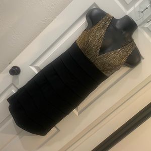 Enfocus Studio 10 Black Gold Tiered Sleeveless Dress